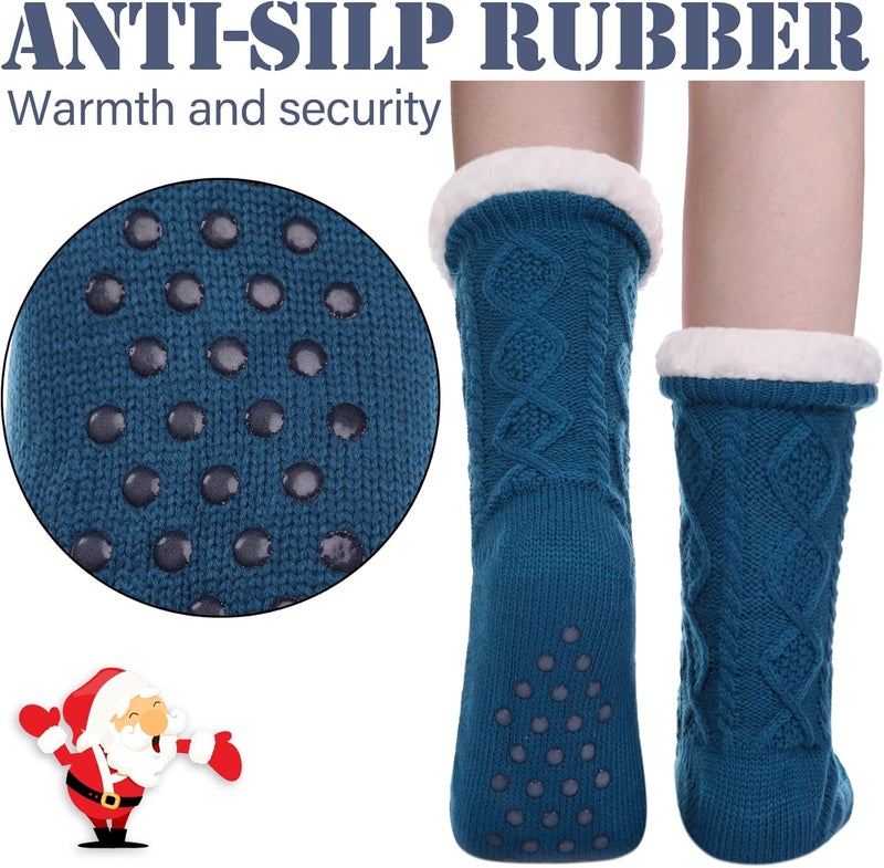 LINEMIN Womens Slipper Socks Winter Warm Fleece Lined Socks Cozy Soft Thick Fuzzy Non Slip Indoor Christmas Socks - Image 3